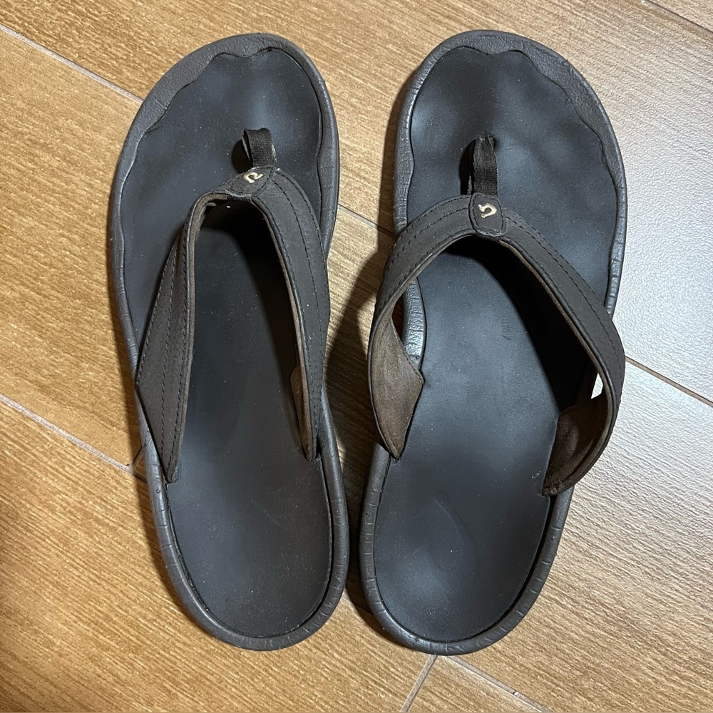 OluKai Ohana Women’s Beach Flip Flops Dark Java Size 8